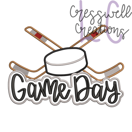 Hockey Game Day Applique Embroidery Design