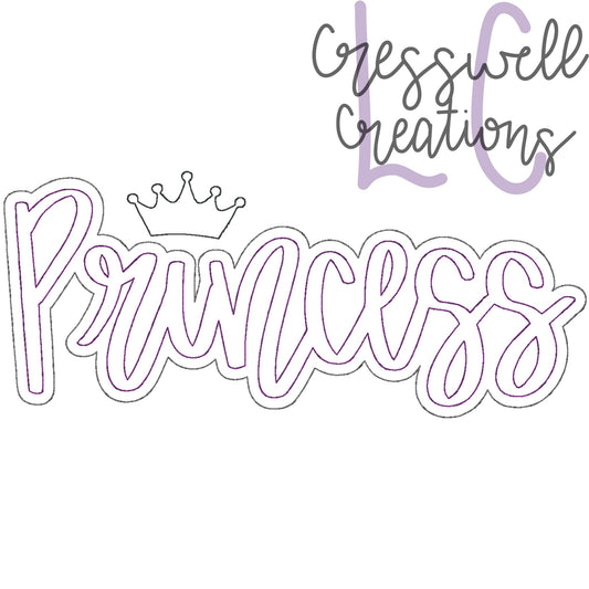 Princess with Crown Bean Stitch Double Applique Machine Embroidery Design