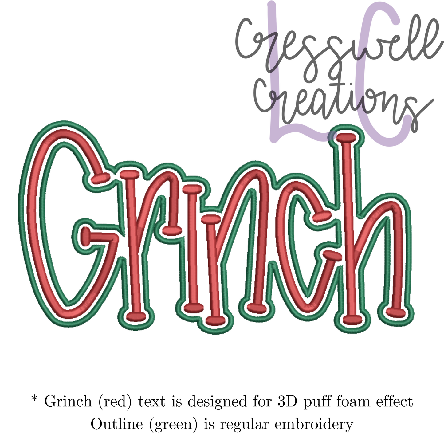 Grinch 3D Puff  Machine Embroidery Design