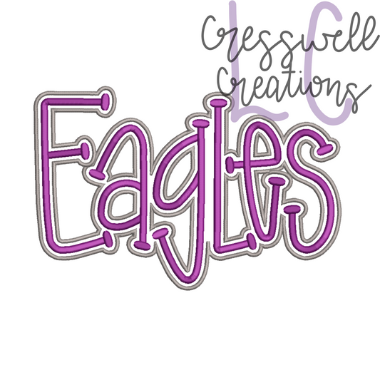 Eagles with Outline Machine Embroidery Design