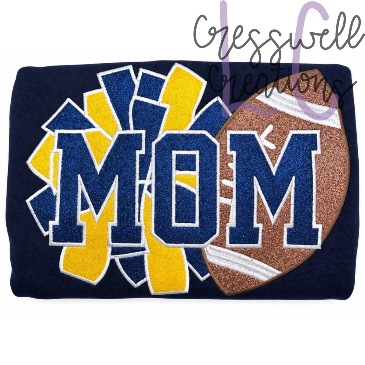 Football Pom Mom Satin Stitch Applique Machine Embroidery Design