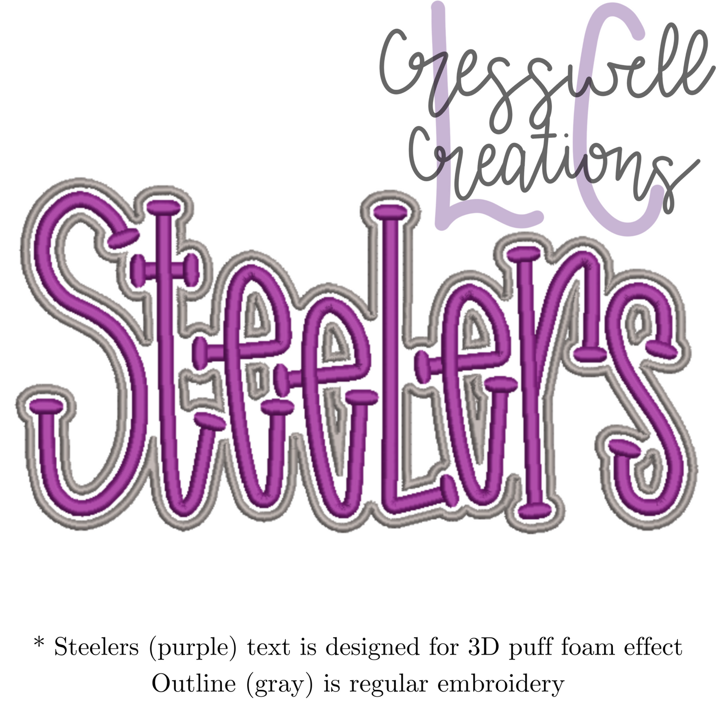 High School Steelers 3D Puff  Machine Embroidery Design