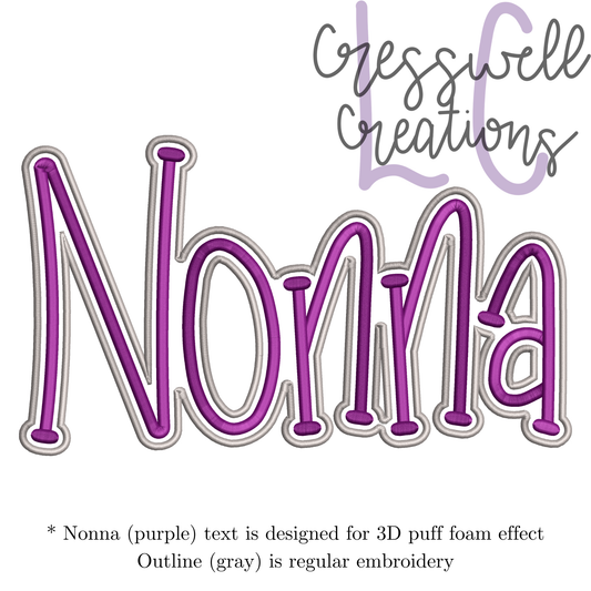Nonna 3D Puff  Machine Embroidery Design