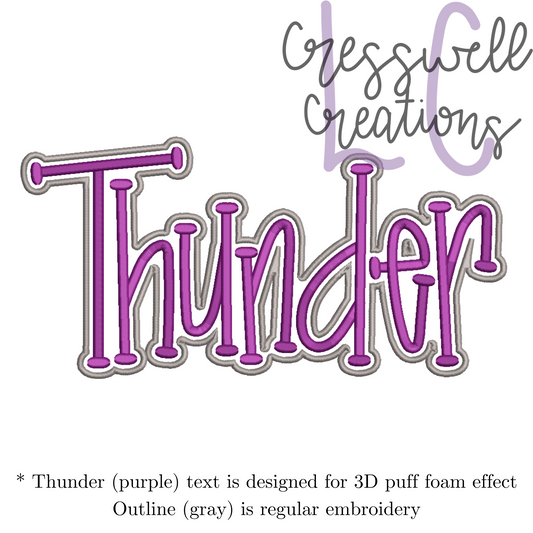 Thunder 3D Puff  Machine Embroidery Design