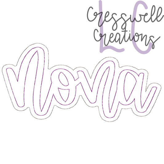 Nona Cursive Bean Stitch Double Applique Machine Embroidery Design