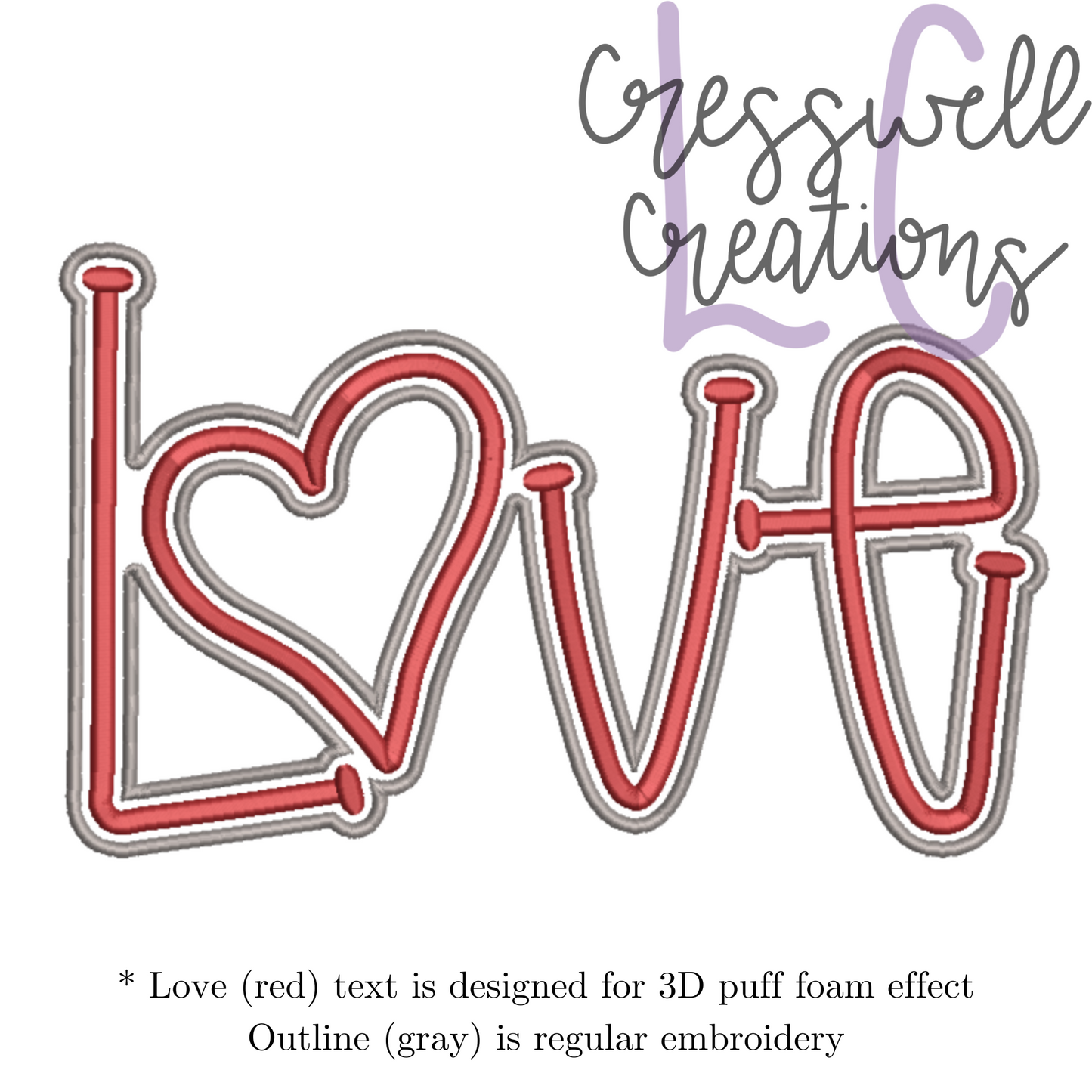 Love Heart 3D Puff  Machine Embroidery Design