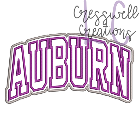 City of Auburn Varsity Satin Stitch Double Applique
