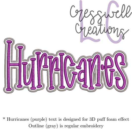 Hurricanes 3D Puff  Machine Embroidery Design