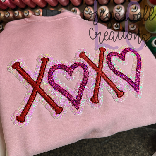 XOXO Bean Stitch Double Applique