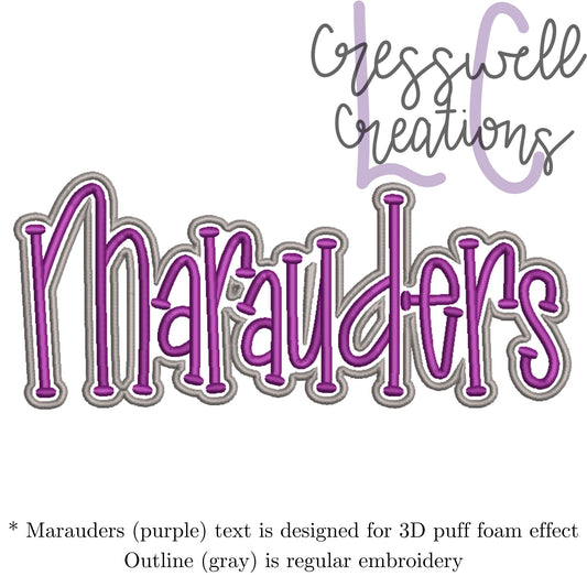 Marauders 3D Puff  Machine Embroidery Design