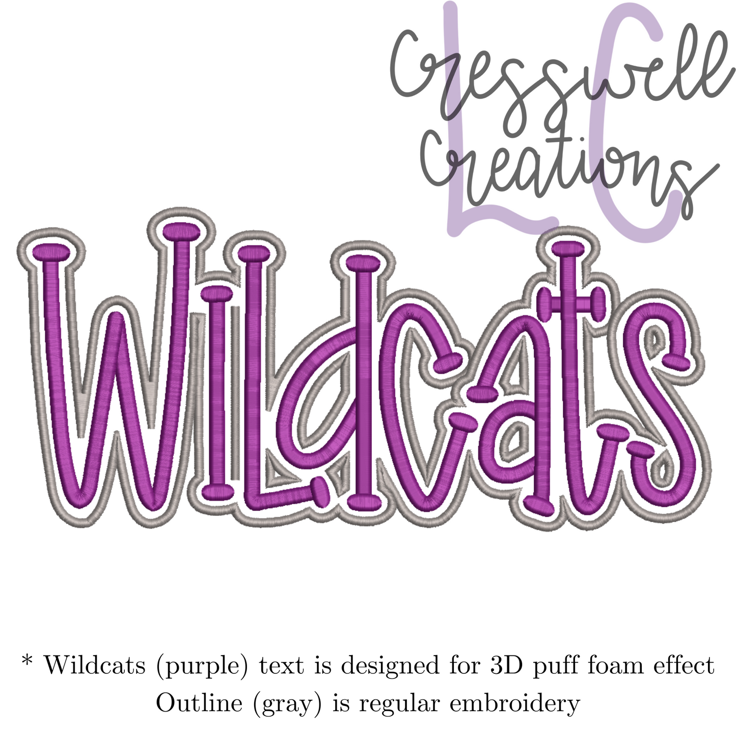 Wildcats 3D Puff  Machine Embroidery Design