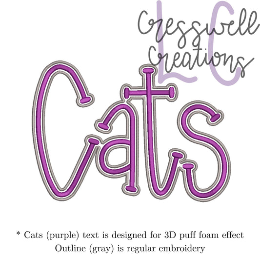 Cats 3D Puff  Machine Embroidery Design