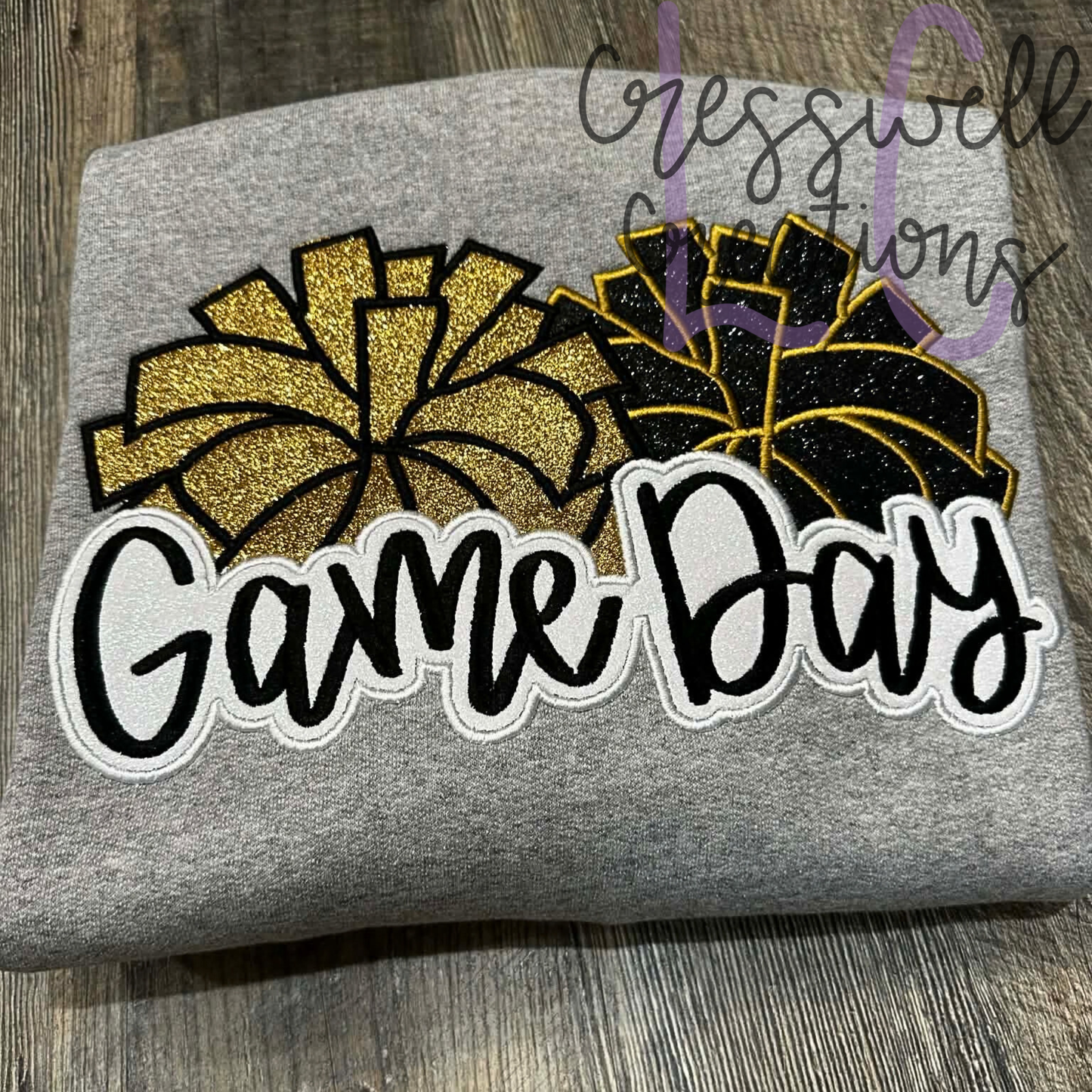Pom Pom Game Day Applique Embroidery Design