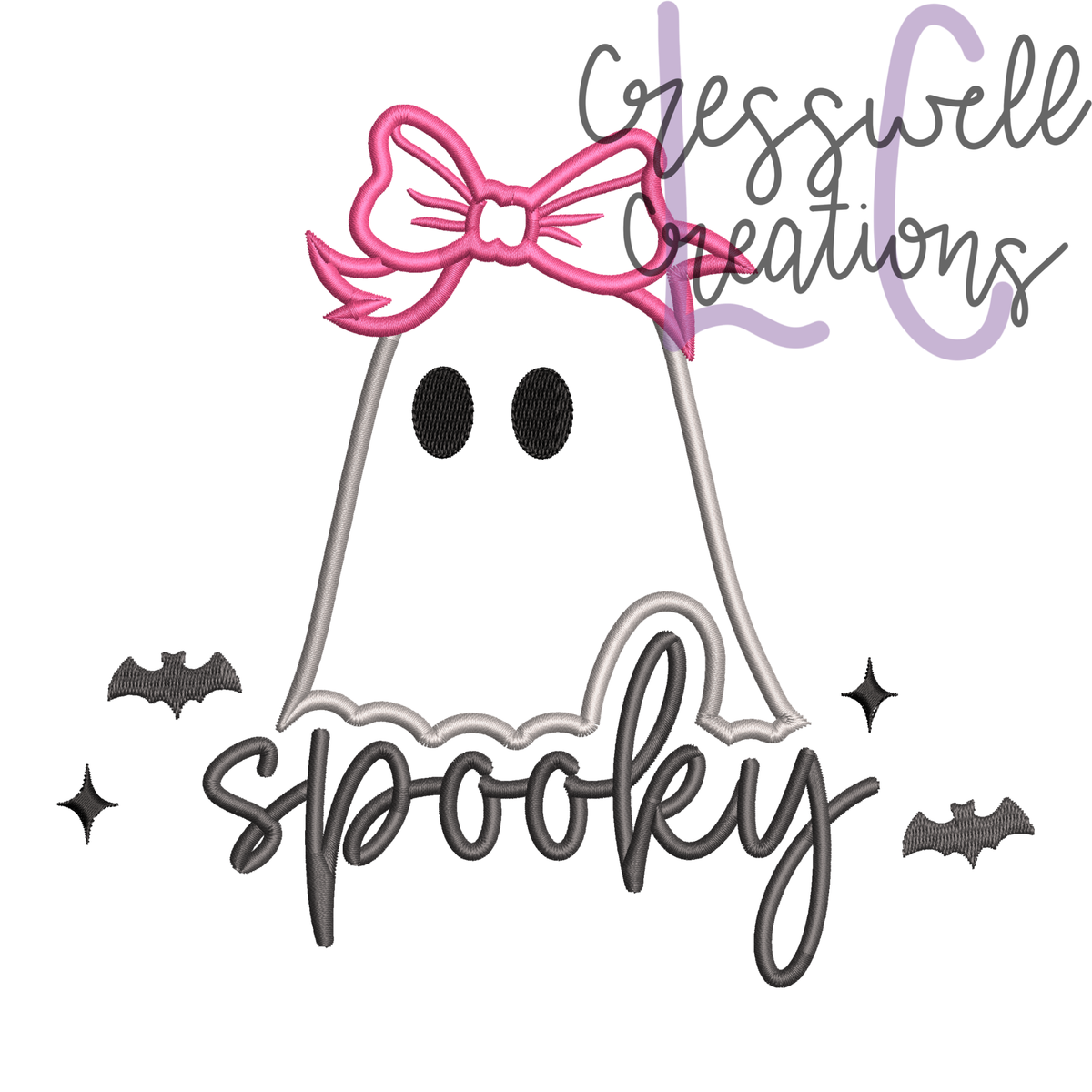 Spooky Ghost Satin Stitch Applique Machine Embroidery Design