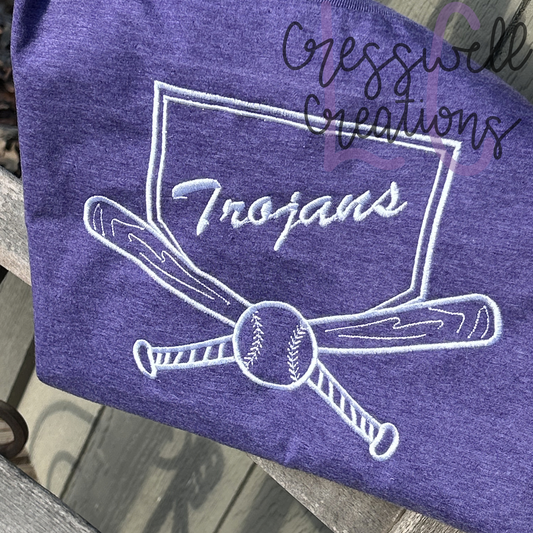 Baseball Home Plate Applique Embroidery Design