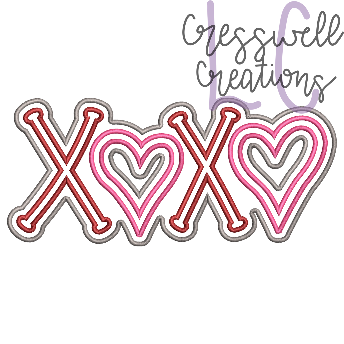 XOXO Satin Stitch Double Applique