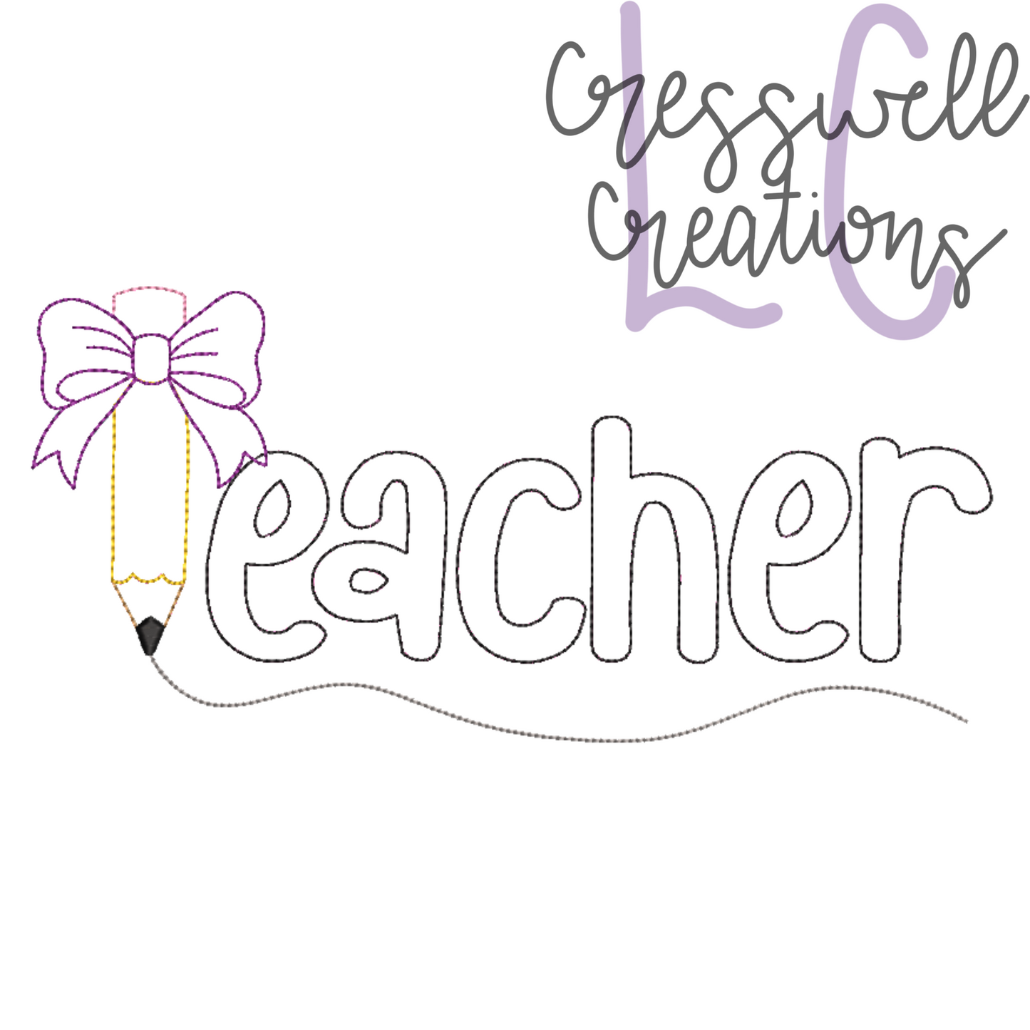 Teacher Bean Stitch Applique Embroidery Design