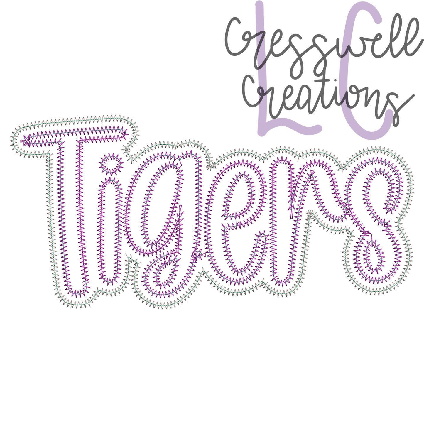 Tigers Zig Zag Stitch Double Applique Embroidery Design