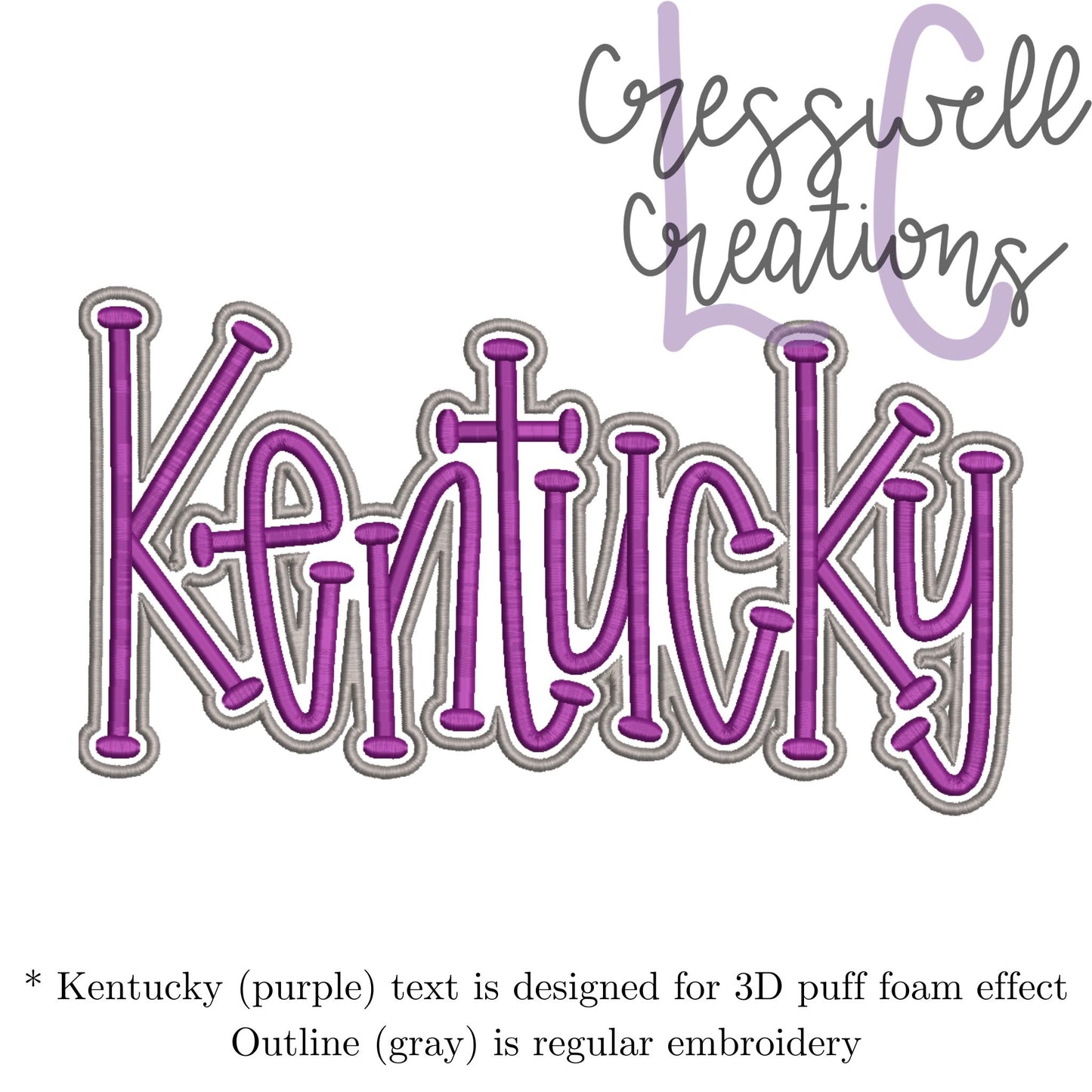 Kentucky 3D Puff  Machine Embroidery Design