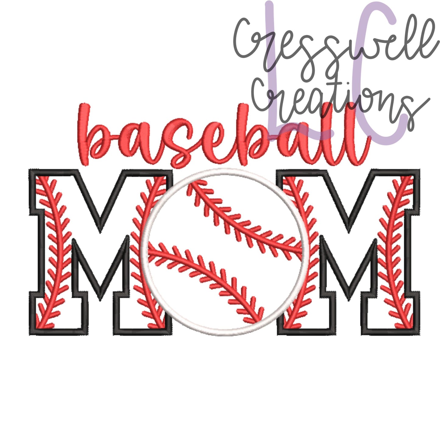 Baseball Mom Applique Machine Embroidery Design // Includes Laces Design for Sleeves