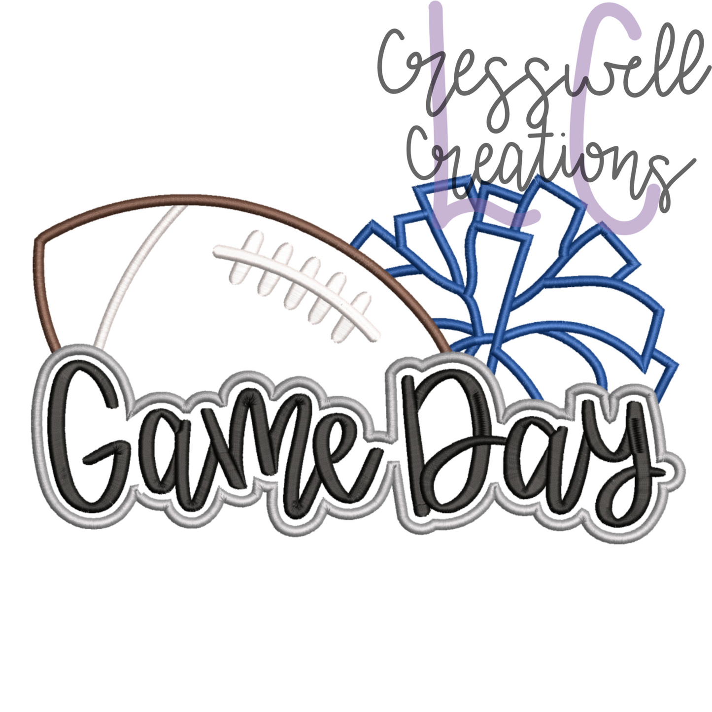 Game Day Football Pom Pom Applique Machine Embroidery Design