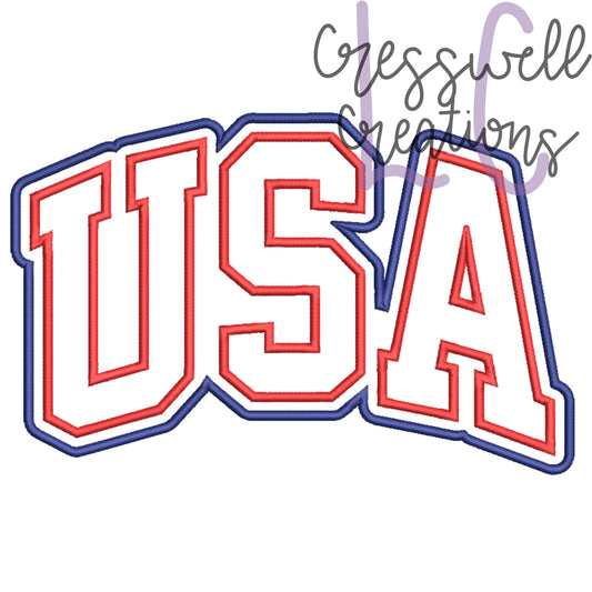 USA Satin Stitch Double Applique Embroidery Design