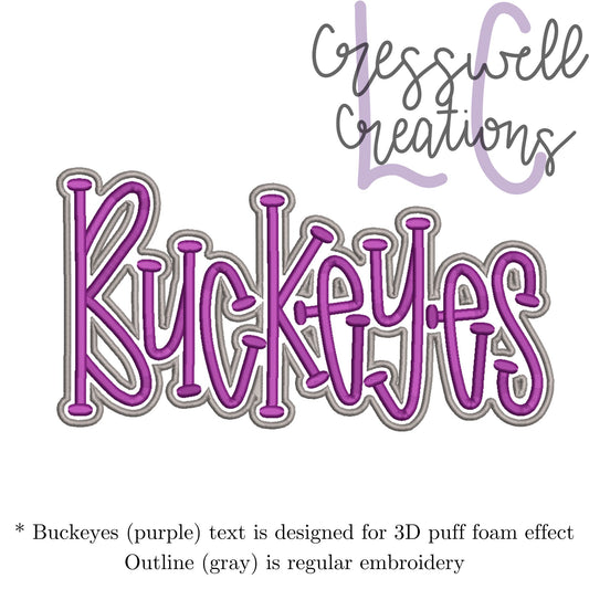 Buckeyes 3D Puff  Machine Embroidery Design