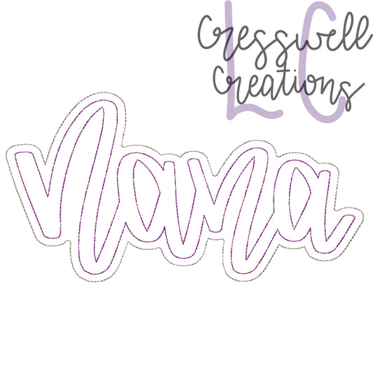 Nana Cursive Bean Stitch Double Applique Machine Embroidery Design