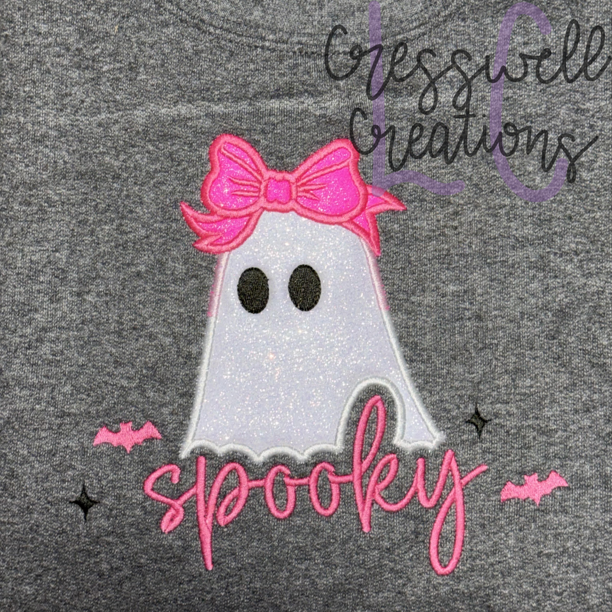 Spooky Ghost Satin Stitch Applique Machine Embroidery Design