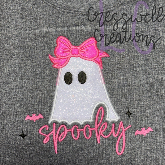 Spooky Ghost Satin Stitch Applique Machine Embroidery Design