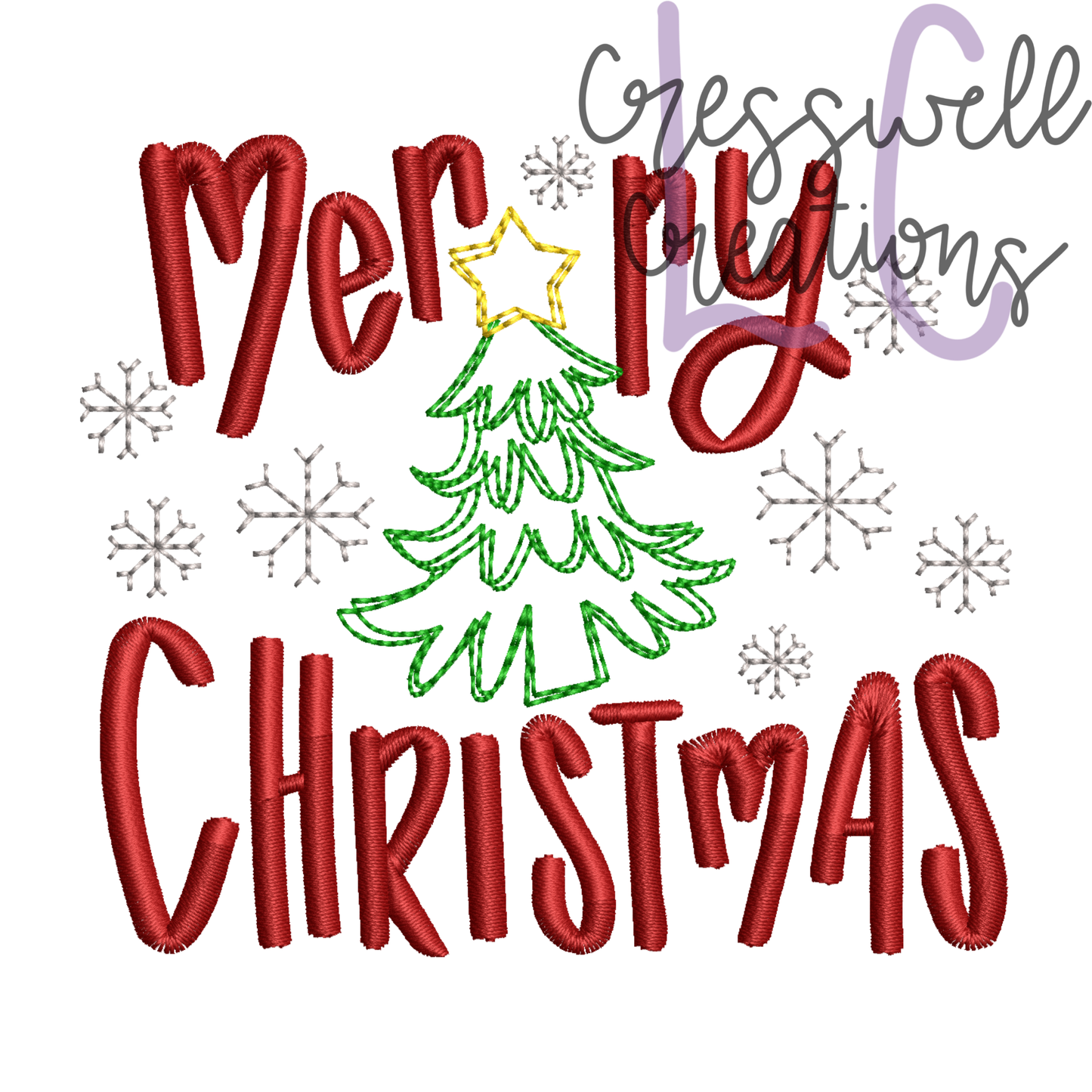 Merry Christmas Bean Stitch Applique Machine Embroidery Design