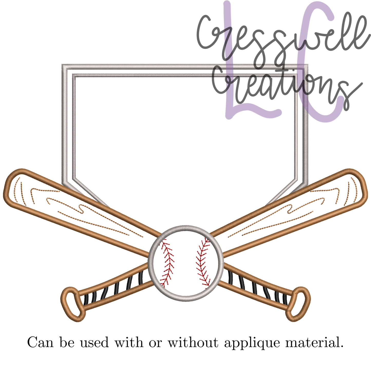 Baseball Home Plate Applique Embroidery Design