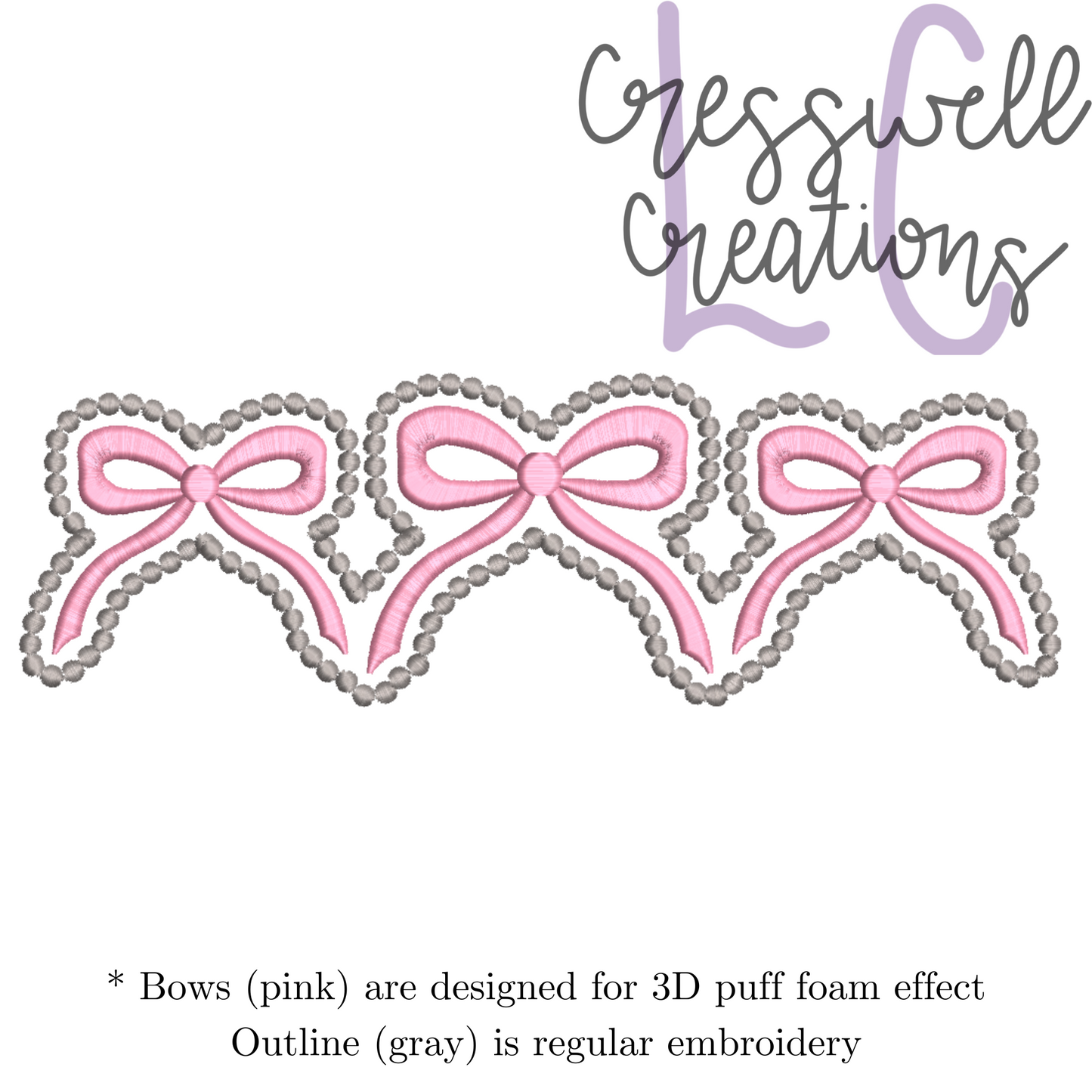 Bows 3D Puff  Machine Embroidery Design