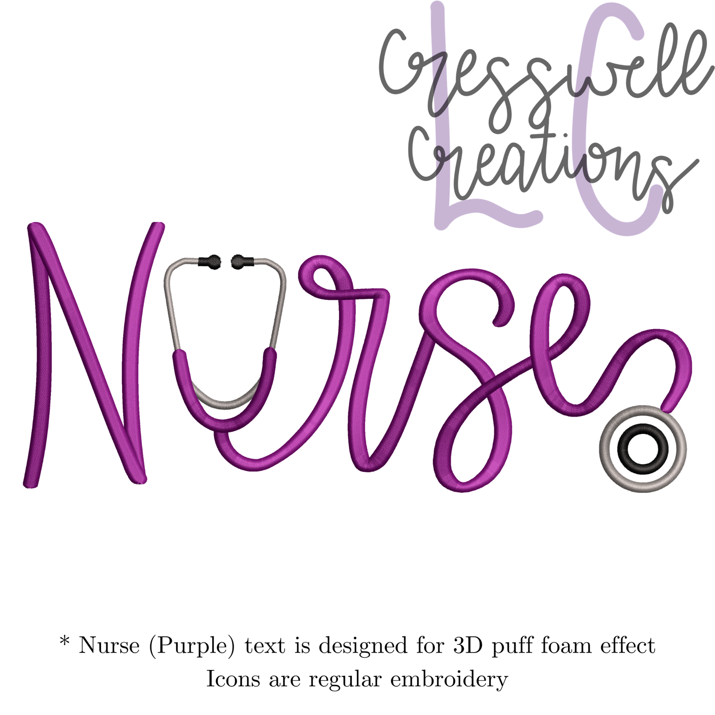Nurse Stethoscope Puff Machine Embroidery Design