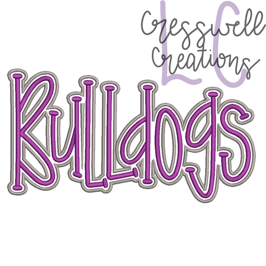 Bulldogs with Outline Machine Embroidery Design
