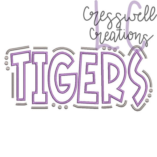 Tigers Doodle Outline Machine Embroidery Design