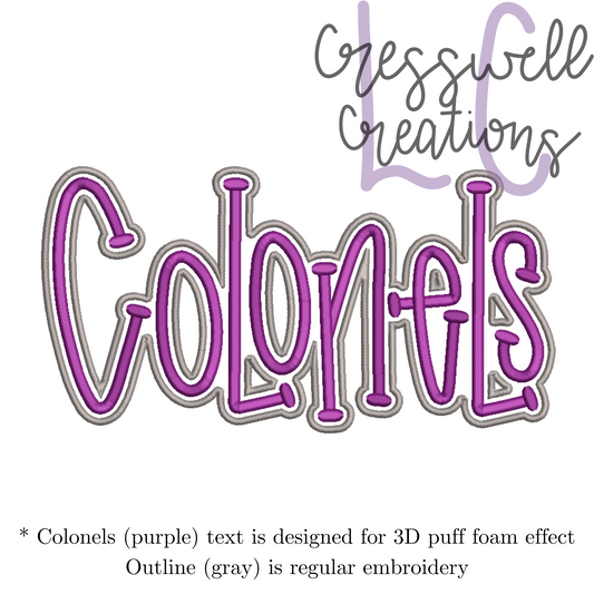 Colonels 3D Puff  Machine Embroidery Design