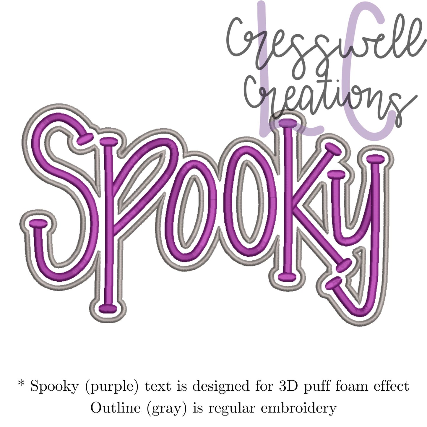 Spooky 3D Puff  Machine Embroidery Design