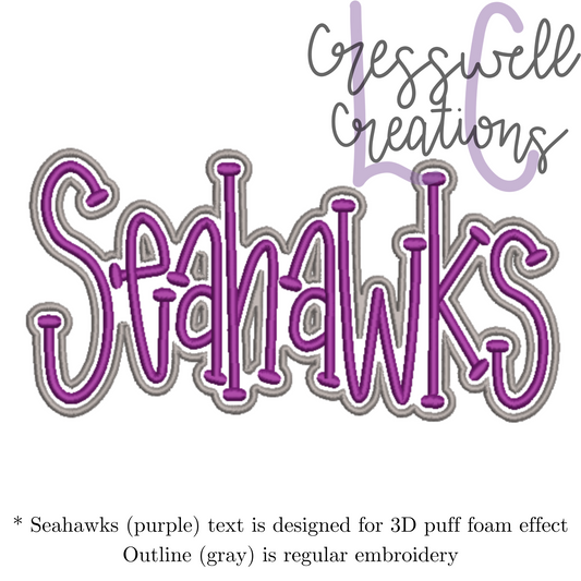 Seahawks 3D Puff  Machine Embroidery Design