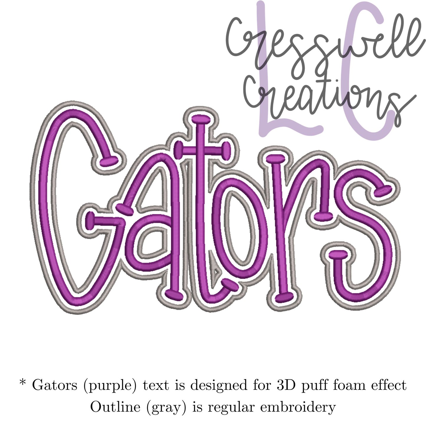 Gators 3D Puff  Machine Embroidery Design