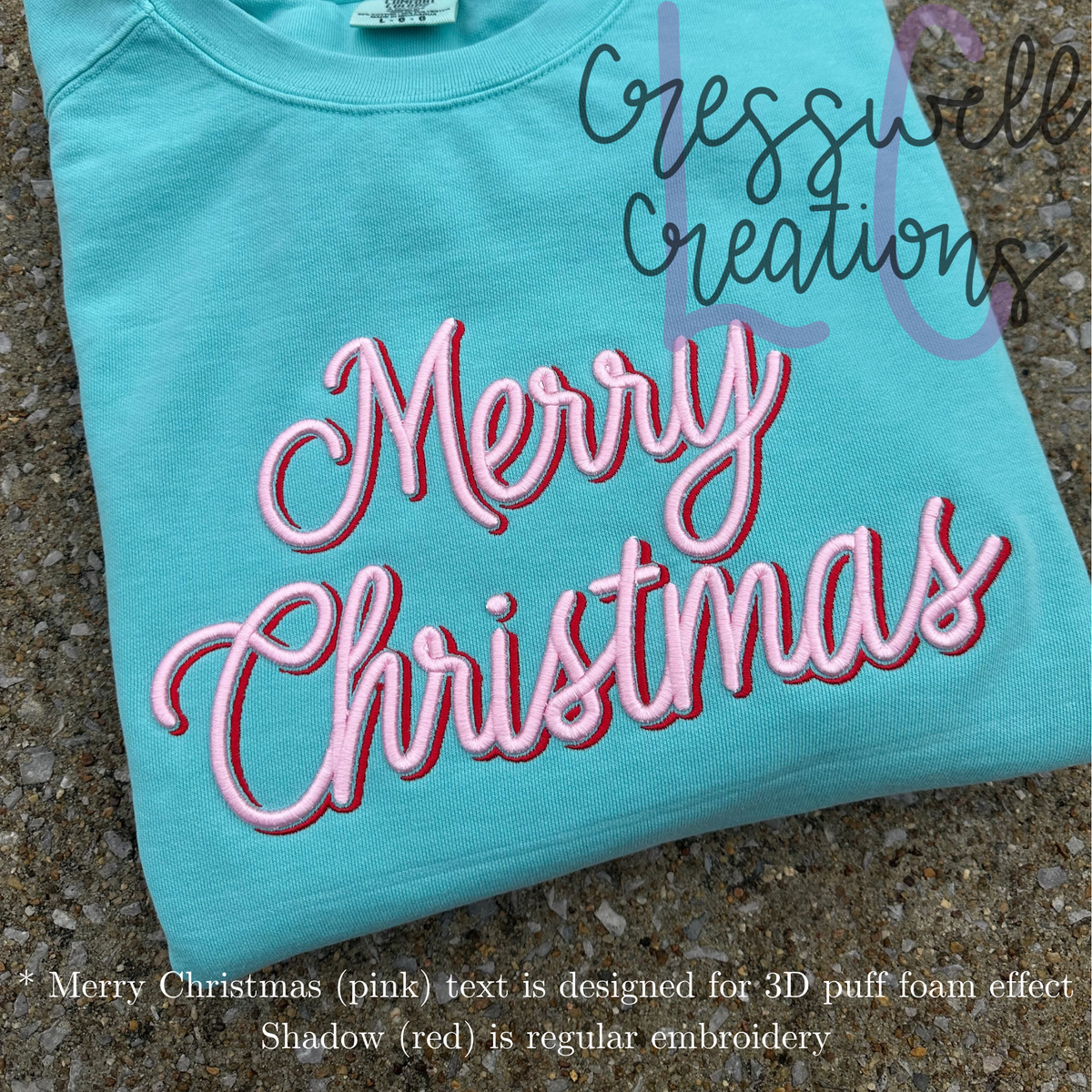 Merry Christmas  Shadow 3D Puff Machine Embroidery Design