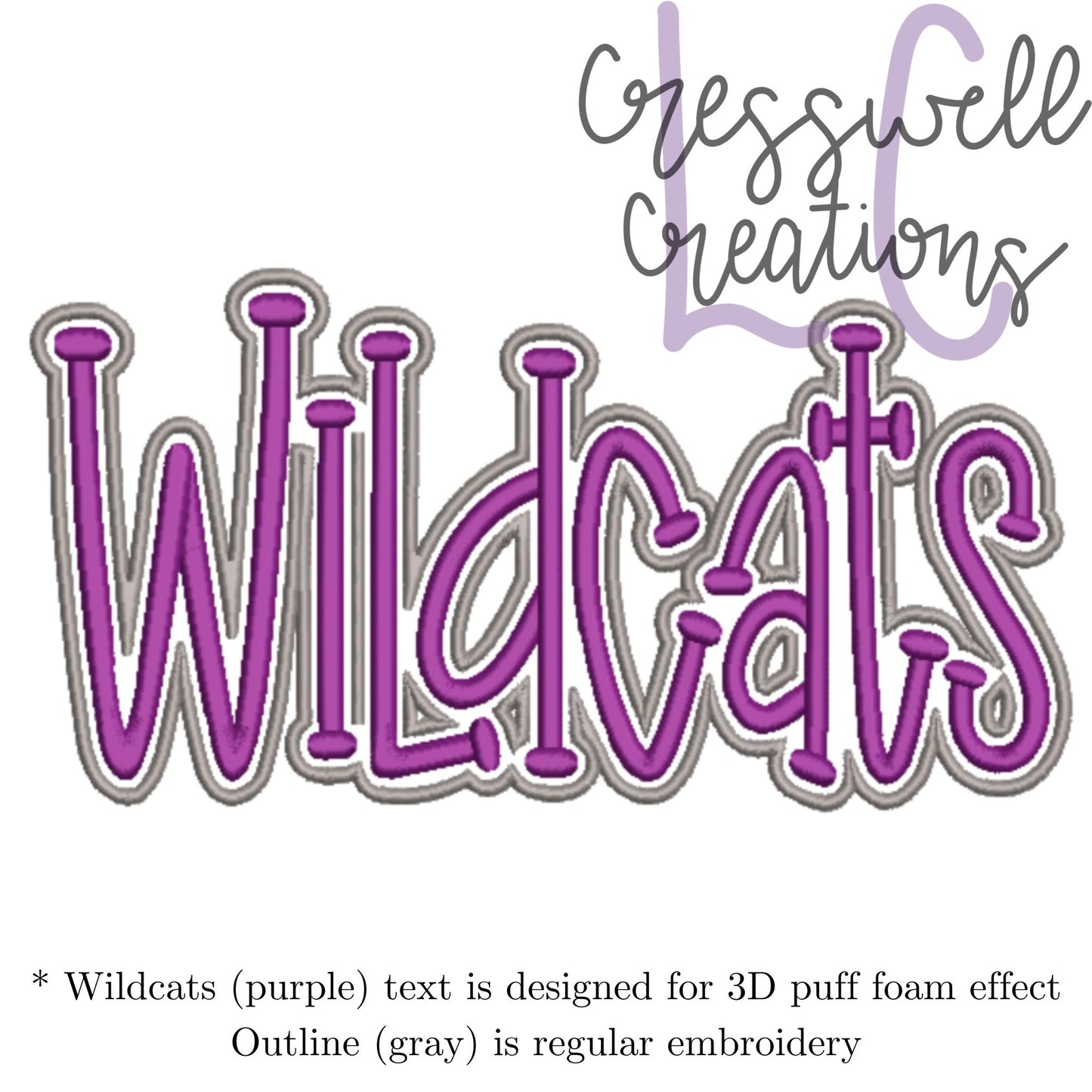 Wildcats 3D Puff  Machine Embroidery Design