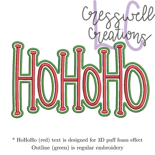 HoHoHo 3D Puff Machine Embroidery Design