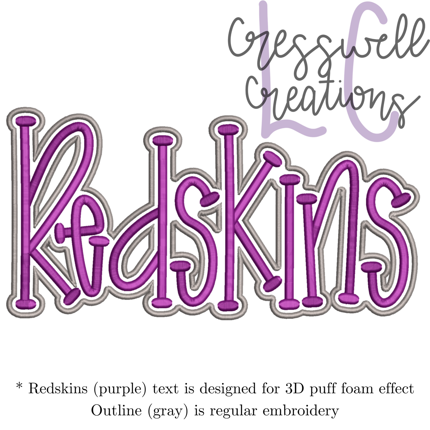 Redskins 3D Puff  Machine Embroidery Design