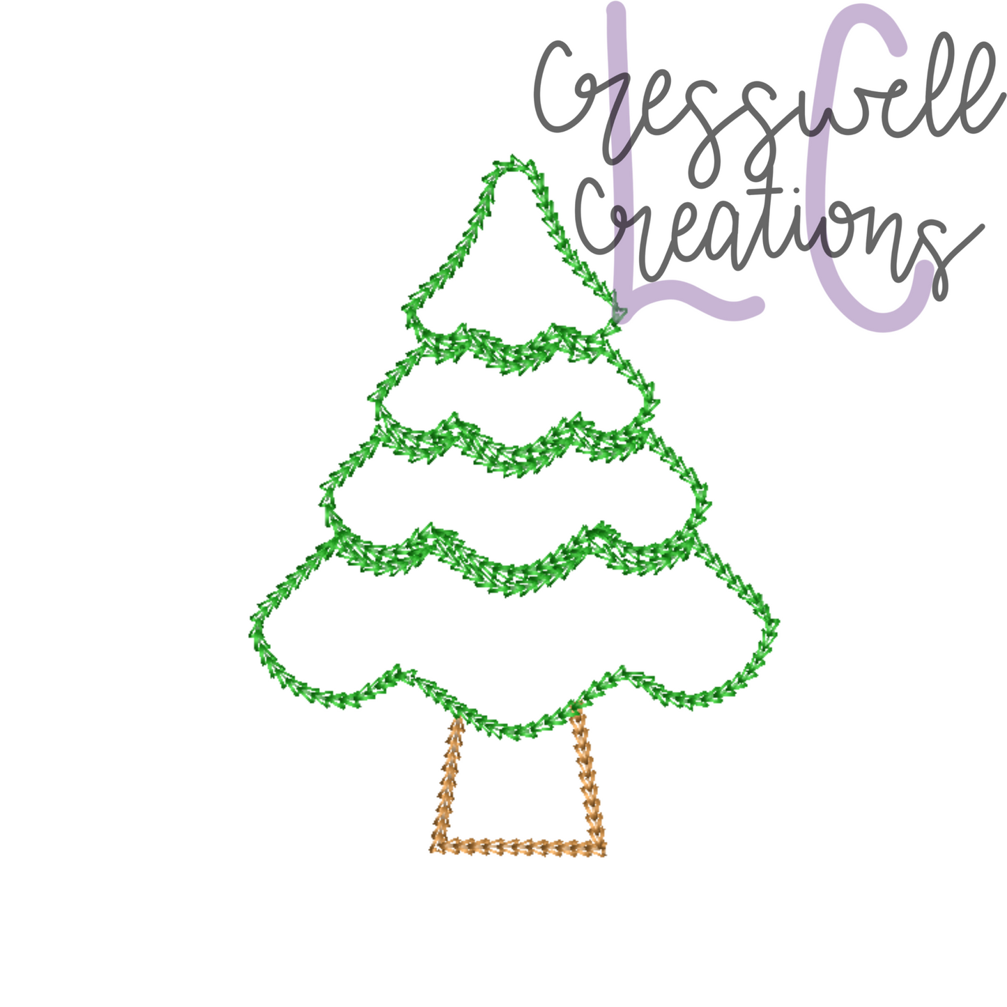 Christmas Tree Chain Stitch Machine Embroidery Design