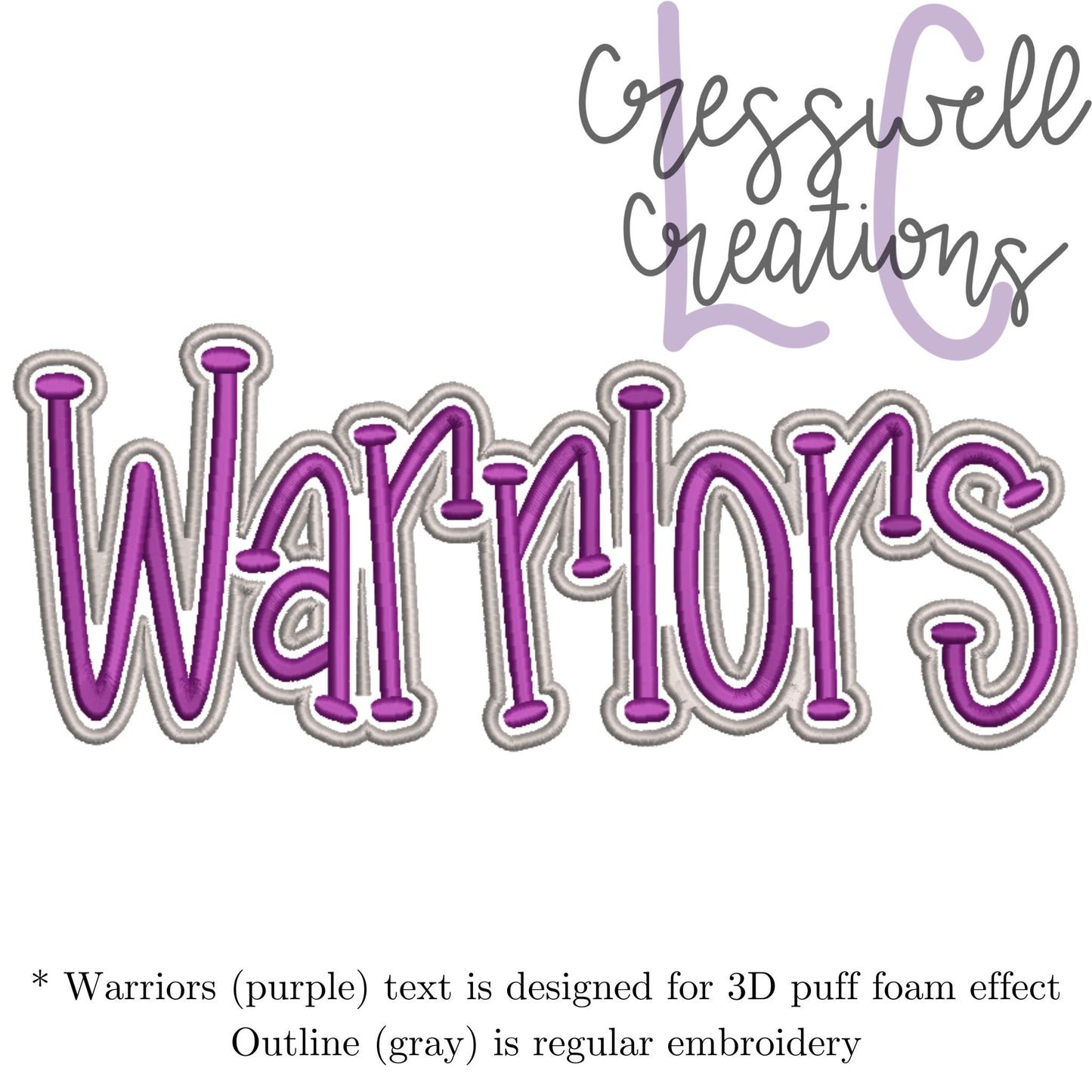 Warriors 3D Puff  Machine Embroidery Design