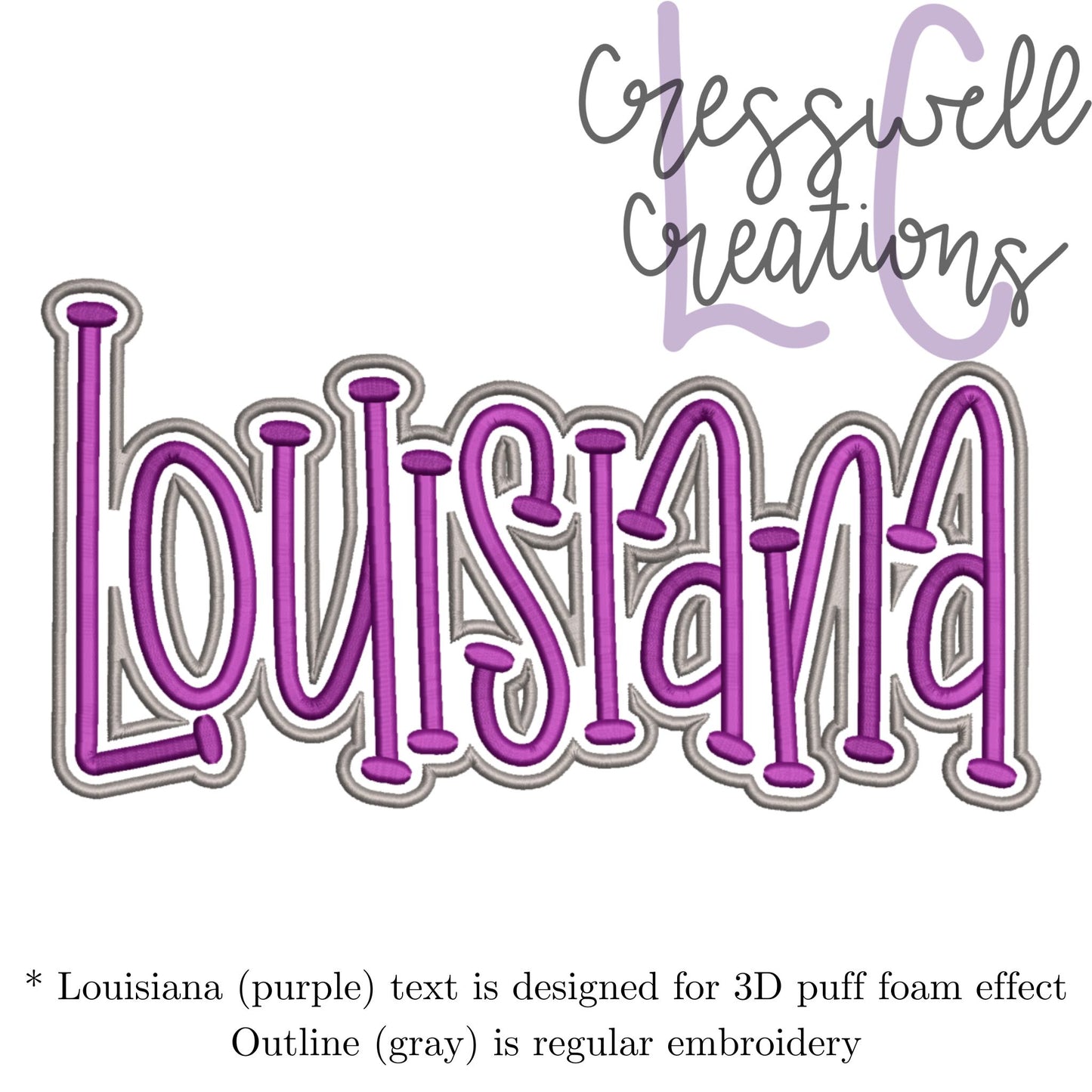 Louisiana 3D Puff  Machine Embroidery Design