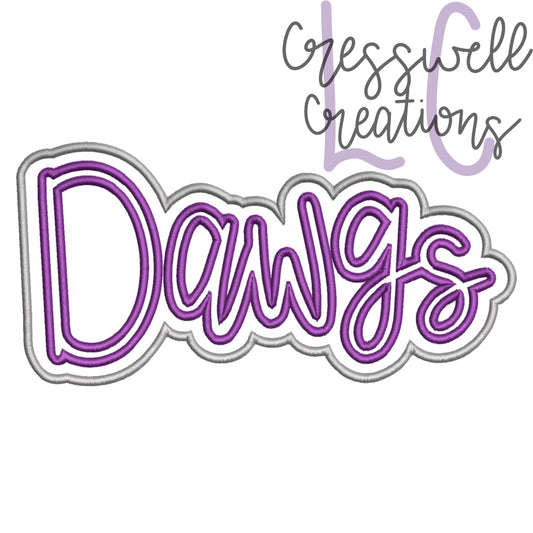 Dawgs Satin Stitch Applique Machine Embroidery Design