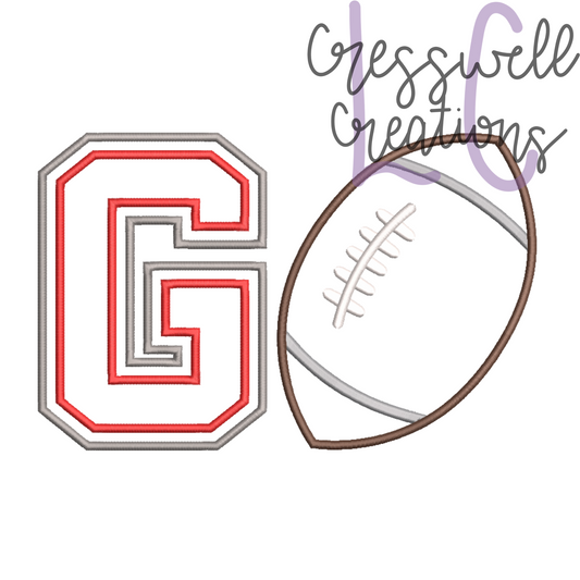 GO Football Applique Machine Embroidery Design