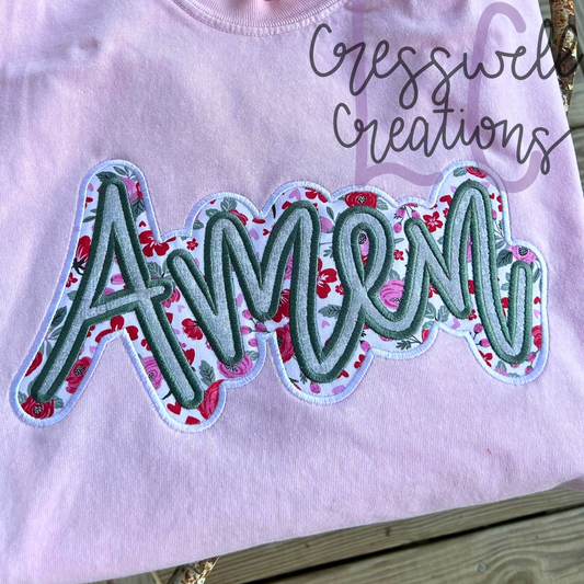 Amen Satin Stitch Double Applique Embroidery Design